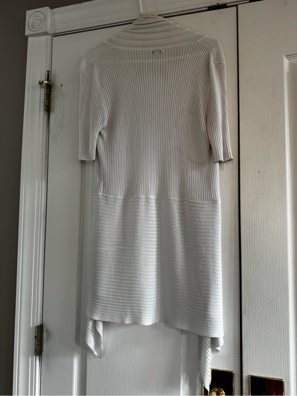 Cache White Ribbed High-Low Knit Dress